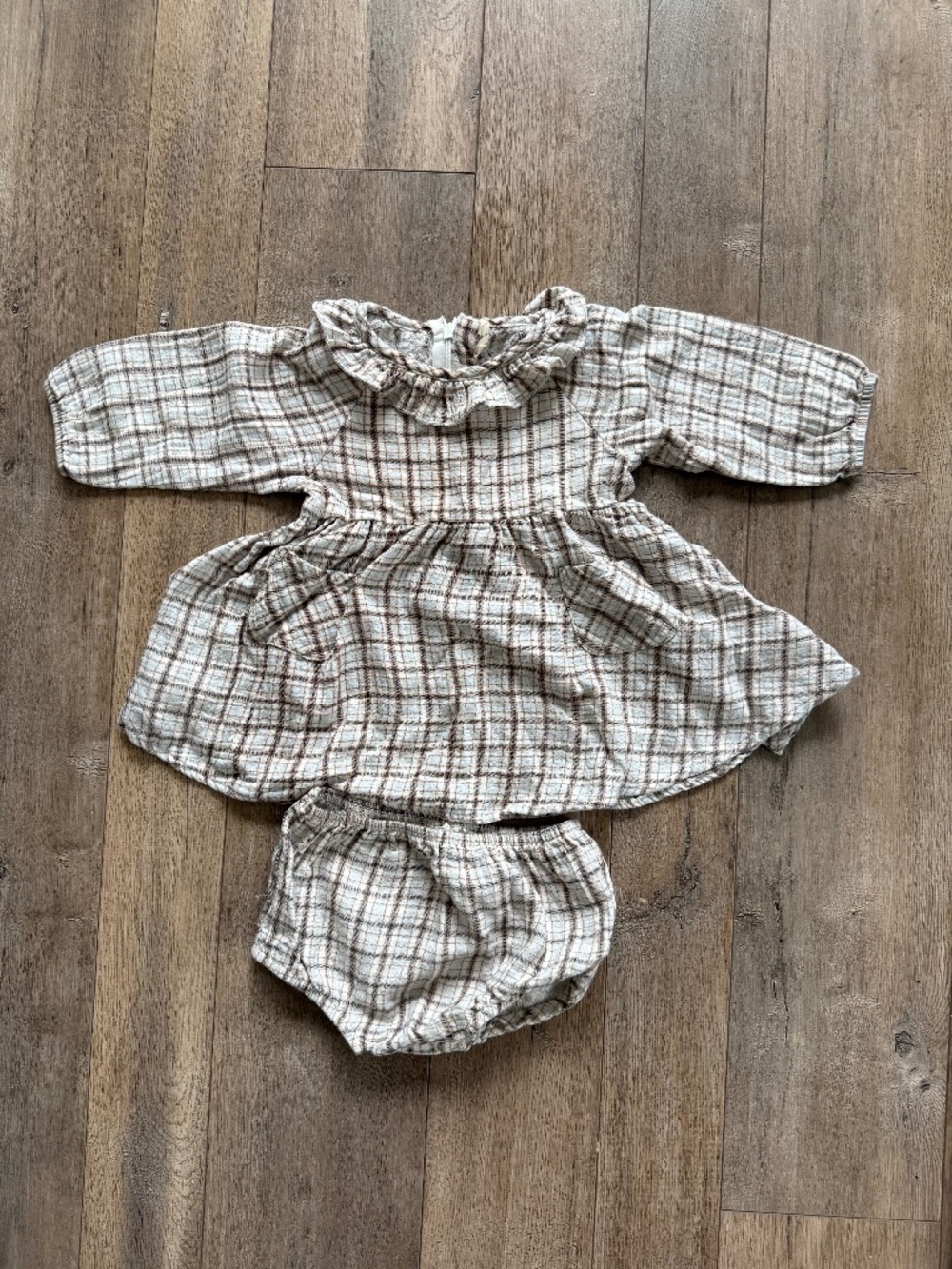 Quincy Mae Simone Plaid Long Sleeve Dress & Bloomers